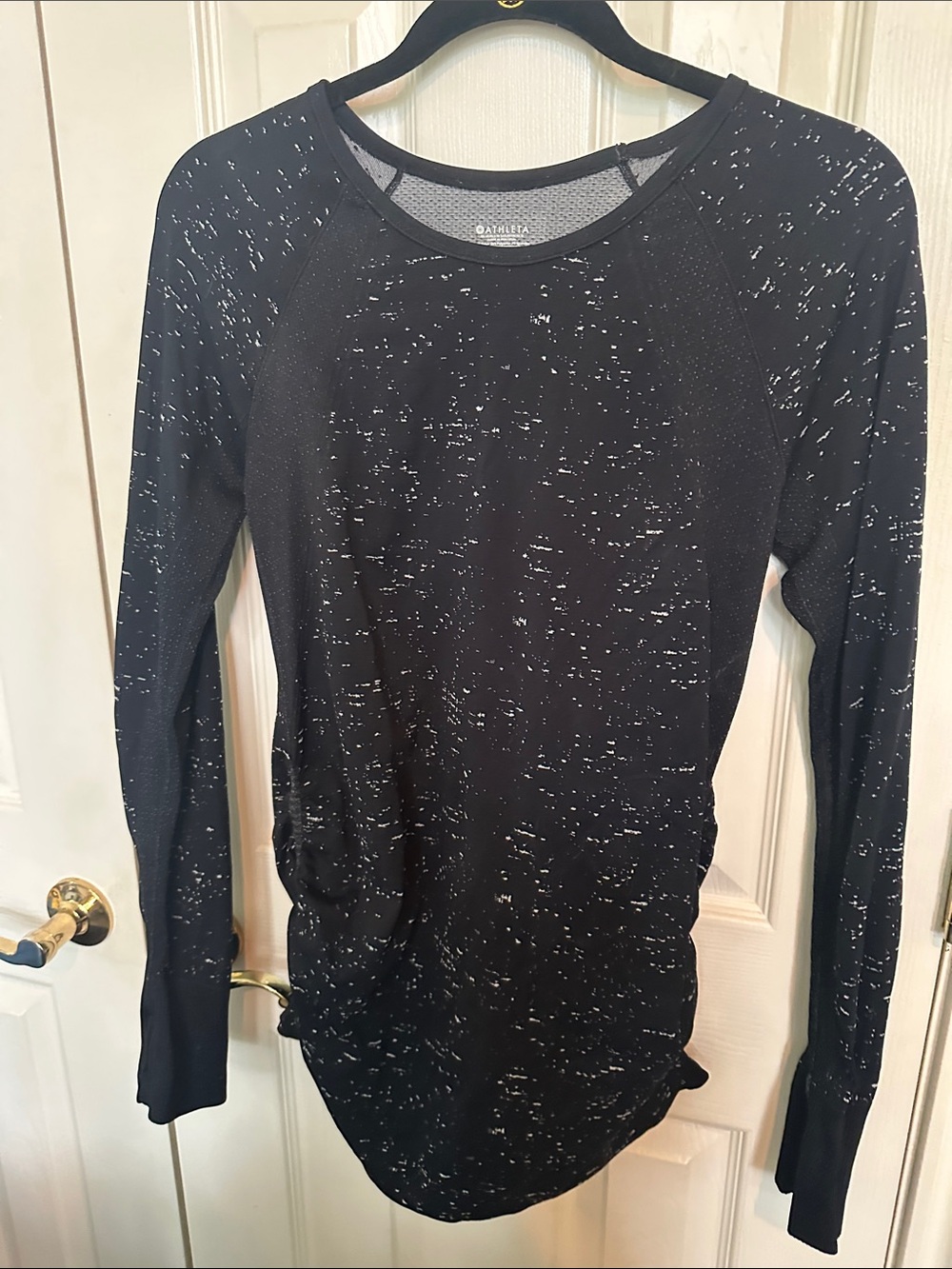 Athleta Black Speckled Long Sleeve Performance Tee